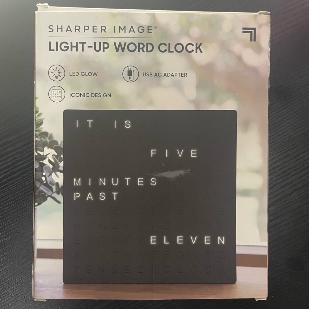 Sharper Image LED Word Clock in Black